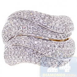 14K Yellow Gold 3.28 ct Diamond Wave Womens Large Ring