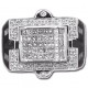 14K White Gold 1.25 ct Mixed Diamond Mens Signet Ring
