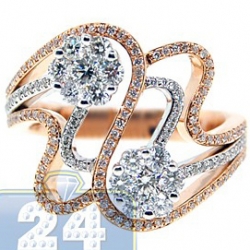 14K Two Tone Gold 0.90 ct Diamond Womens Band Ring