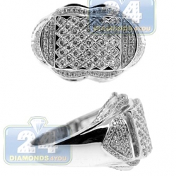 14K White Gold 1.35 ct Diamond Vintage Style Mens Ring
