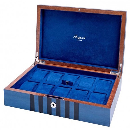 10 Watch Storage Box L440 Rapport London Labyrinth Blue Wood