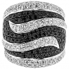 14K Gold 4.06 ct Black White Diamond Wave Shaped Womens Ring