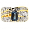 14K Yellow Gold 2.74 ct London Blue Topaz Diamond Womens Ring