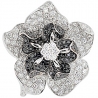 14K White Gold 5.50 ct Black Diamond Flower Cocktail Womens Ring