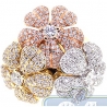 14K Three Tone Gold 3.54 ct Diamond 3-Flower Womens Ring