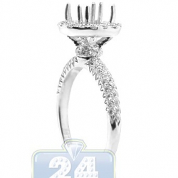 18K White Gold 0.77 ct Diamond Halo Engagement Ring Setting