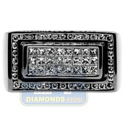 Black PVD 14K Gold 1.16 ct Princess Diamond Mens Rectangle Ring
