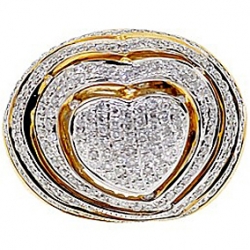 14K Yellow Gold 1.79 ct Diamond Heart Shape Womens Ring