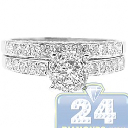 14K White Gold 1.31 ct Diamond Engagement Wedding Rings Set