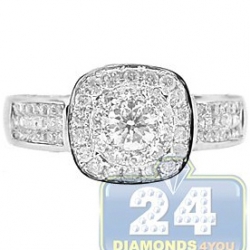 14K White Gold 1.32 ct Diamond Cluster Engagement Ring