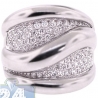 18K White Gold 1.89 ct Diamond Womens Large Wave Ring