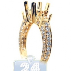 18K Gold 0.75 ct 3 Stone Diamond Engagement Ring Setting