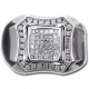 14K White Gold 1.10 ct Princess Round Diamond Mens Ring