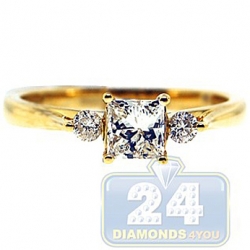 14K Yellow Gold 0.82 ct Mixed 3 Stone Diamond Engagement Ring