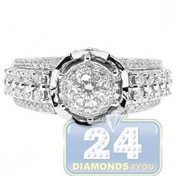 14K White Gold 1.23 ct Diamond Cluster Engagement Ring