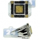 14K Gold 1 ct White Yellow Black Diamond Mens Square Ring