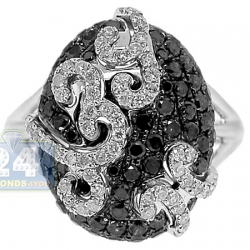 14K White Gold 1.73 ct Black Diamond Multi Swirl Womens Ring