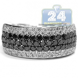 14K Gold 1.50 ct Black White Diamond Womens Band Ring