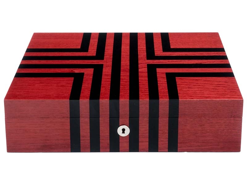 10 Watch Storage Box L444 Rapport London Labyrinth Red Wood