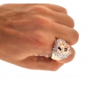Mens Diamond Lion Head Pinky Signet Ring Solid 14K Rose Gold