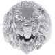 14K White Gold 0.44 ct Diamond Lion Head Mens Ring
