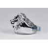 Mens Diamond Lion Head Pinky Signet Ring Solid 14K White Gold