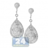 Womens Diamond Dangle Earrings 14K White Gold 15.02 ct 2.75"