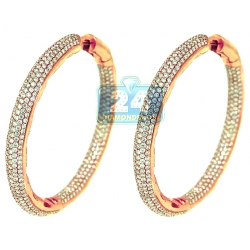 14K Rose Gold 14.42 ct Diamond Womens Hoop Earrings 2.25 Inch