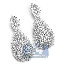 18K White Gold 15.80 ct Marquise Diamond Womens Dangle Earrings