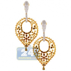 18K Yellow Gold 19.77 ct Fancy Diamond Womens Dangle Earrings