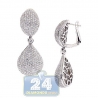 Womens Diamond Teardrop Dangle Earrings 14K White Gold 9.10 ct