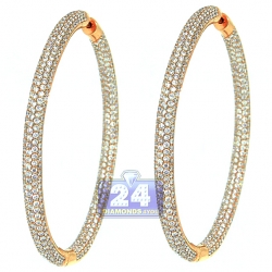 14K Rose Gold 8.28 ct Diamond Womens Hoop Earrings 2.25 Inch