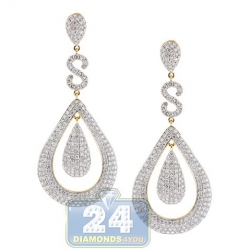 14K Yellow Gold 12.08 ct Diamond Womens Teardrop Earrings