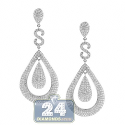 14K White Gold 12.08 ct Diamond Womens Teardrop Earrings