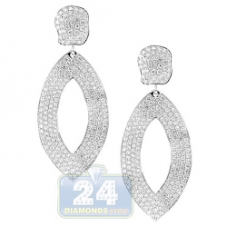 14K White Gold 7.41 ct Diamond Womens Waved Earrings