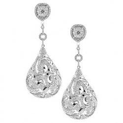 14K White Gold 6.54 ct Diamond Womens Dangle Earrings