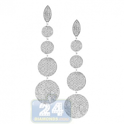 18K White Gold 4.73 ct Diamond Graduated Circle Dangle Earrings