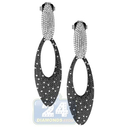 Black 18K Gold 5.78 ct Diamond Womens Teardrop Earrings