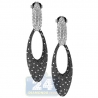 Womens Black Diamond Teardrop Earrings 18K Gold 2 3/4 Inches