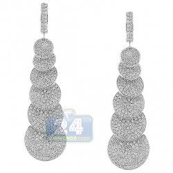 14K White Gold 7.79 ct Diamond Graduated Disc Dangle Earrings