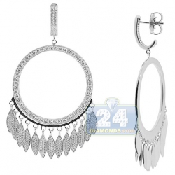 18K White Gold 4.28 ct Diamond Open Circle Drop Earrings