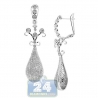 Womens Diamond Vintage Drop Earrings 14K White Gold 6.36 ct