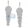 Womens Diamond Pave Graduated Disc Drop Earrings 14K White Gold