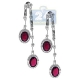 18K White Gold 3.77 ct Ruby Diamond Womens Drop Earrings
