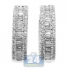 Womens Baguette Diamond Hoop Earrings 14K White Gold 4.12 ct