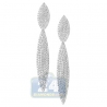 Womens Diamond Pave Teardrop Earrings 18K White Gold 3.19 ct
