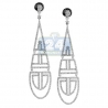 Womens Diamond Openwork Dangle Earrings 18K White Gold 1.80 ct