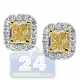 18K Gold 1.68 ct Fancy Yellow Diamond Womens Stud Earrings