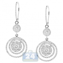 14K White Gold 2.35 ct Diamond Womens Hook Drop Earrings