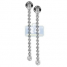 Womens Bezel Set Diamond Drop Earrings 18K White Gold 1.74 ct